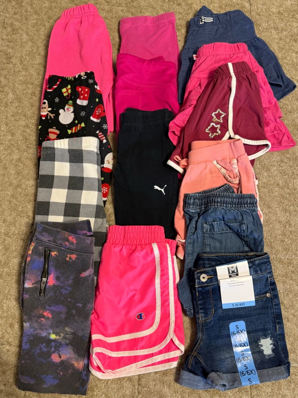 Girls size (6) bottoms bundle. Includes: Champion, Puma, Children’s Places, etc